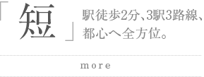 短：駅徒歩2分、3駅3路線、都心へ全方位。